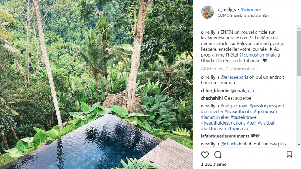 Annonce blog dans légende Instagram